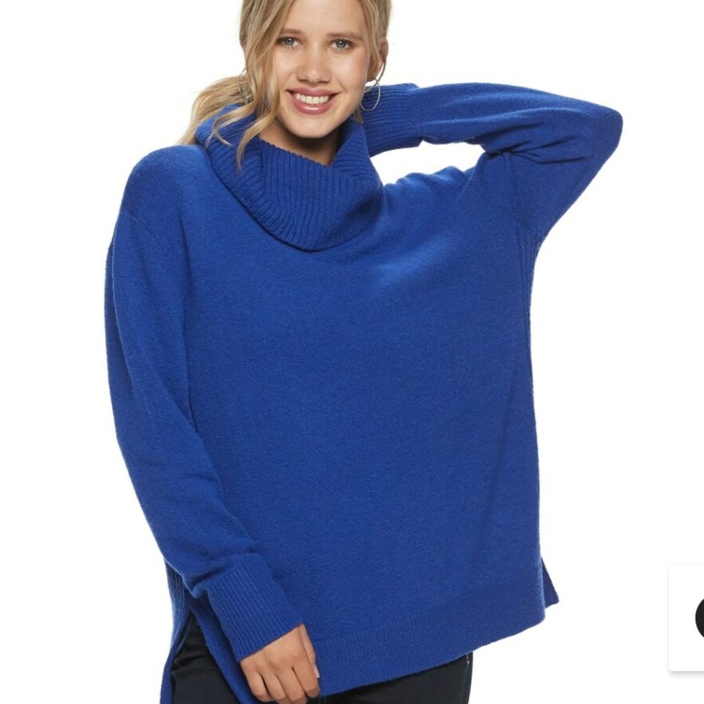 NWT SO Mossy Cowlneck Tunic Sweater turtleneck drop-shoulder